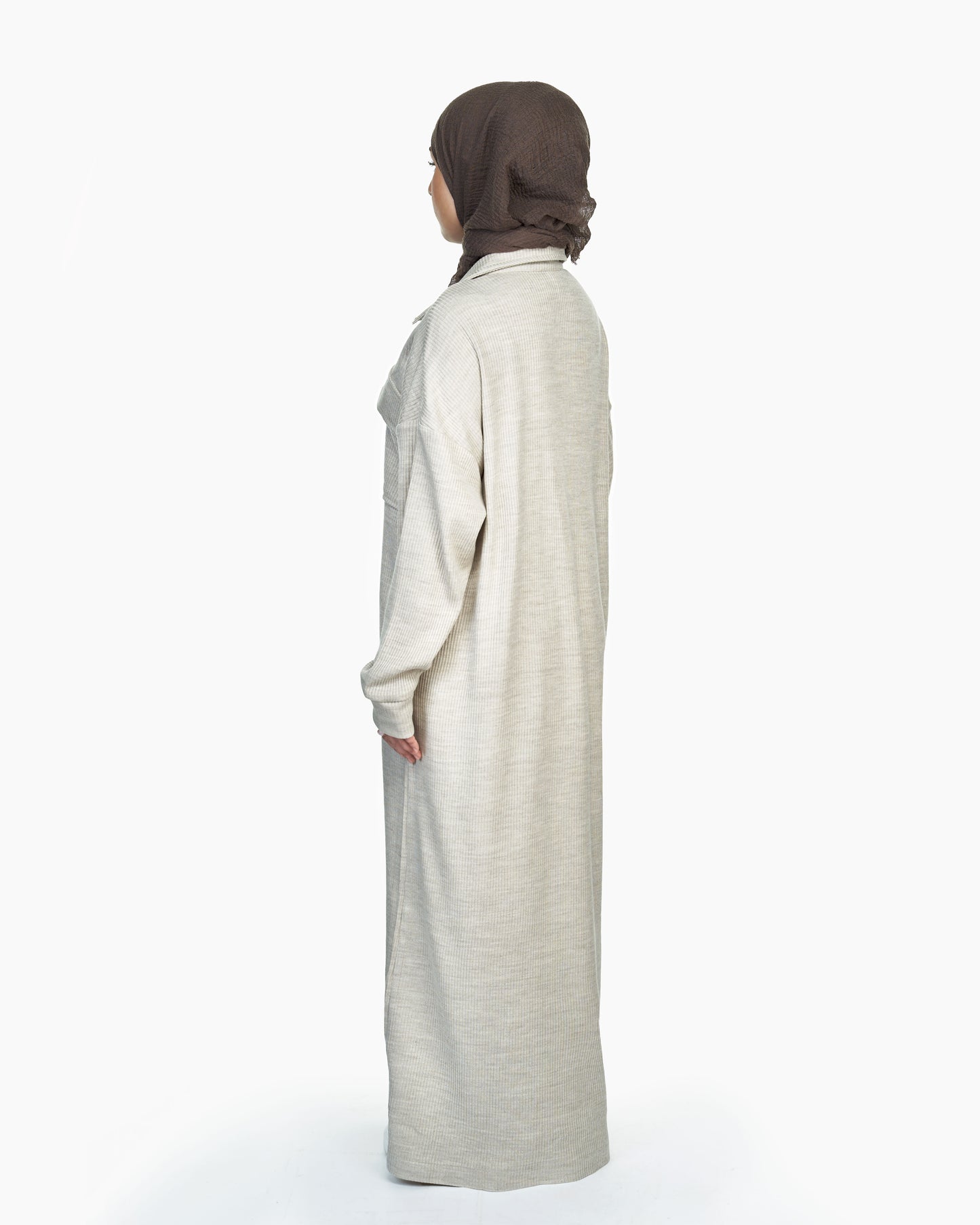 MAXI RIBBED KNIT DRESS - BEIGE