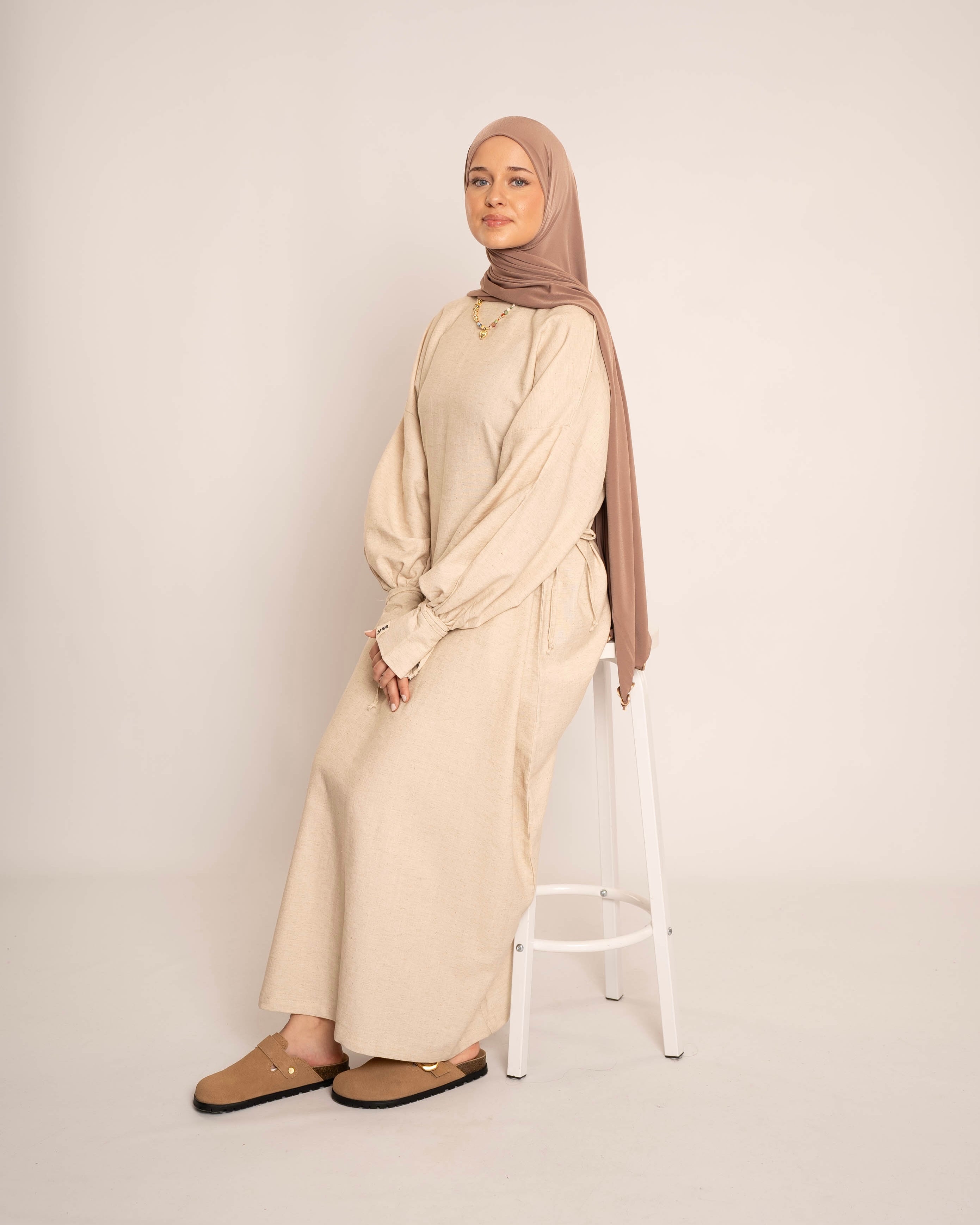 LIYANA LINEN DRESS BEIGE