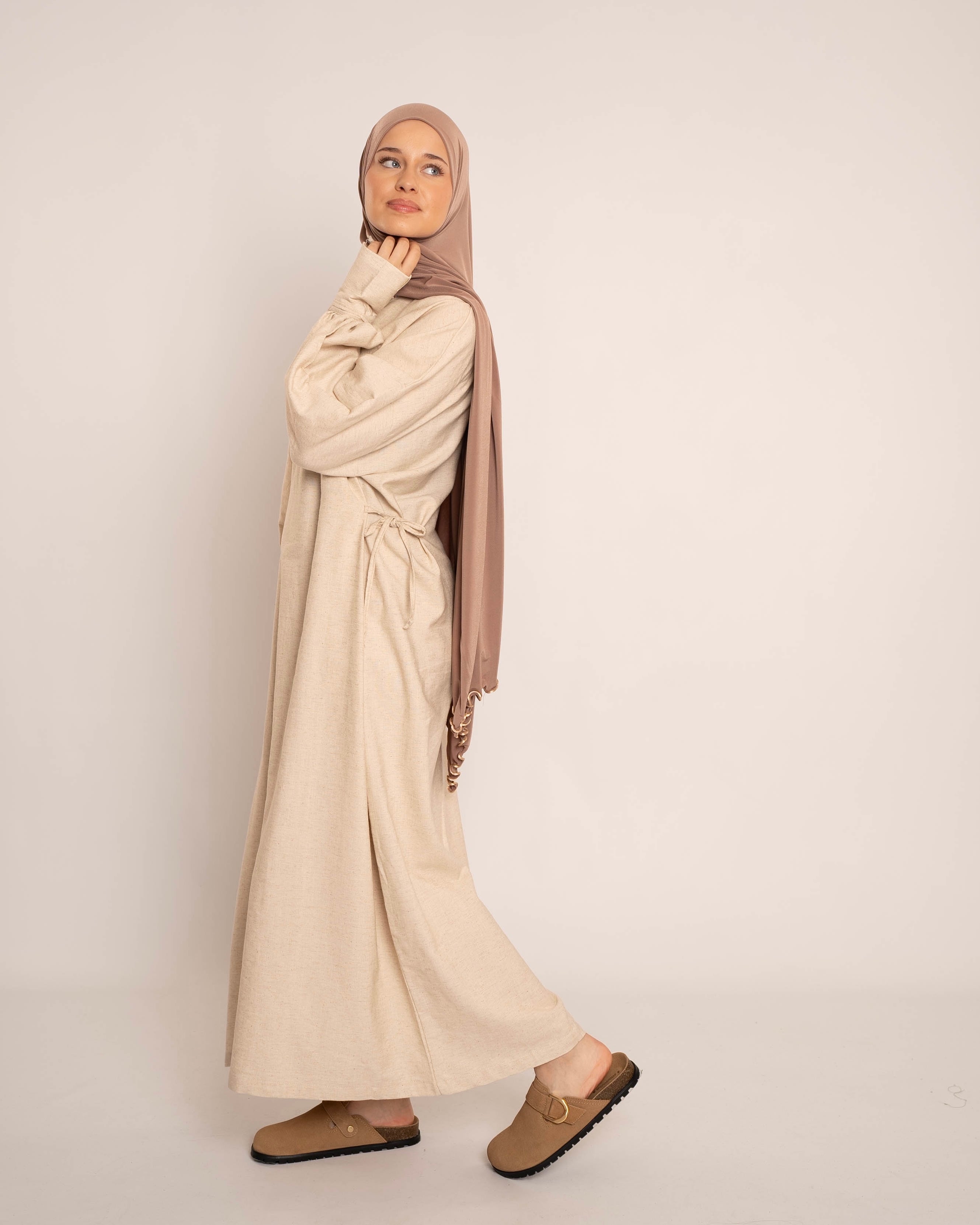 LIYANA LINEN DRESS BEIGE