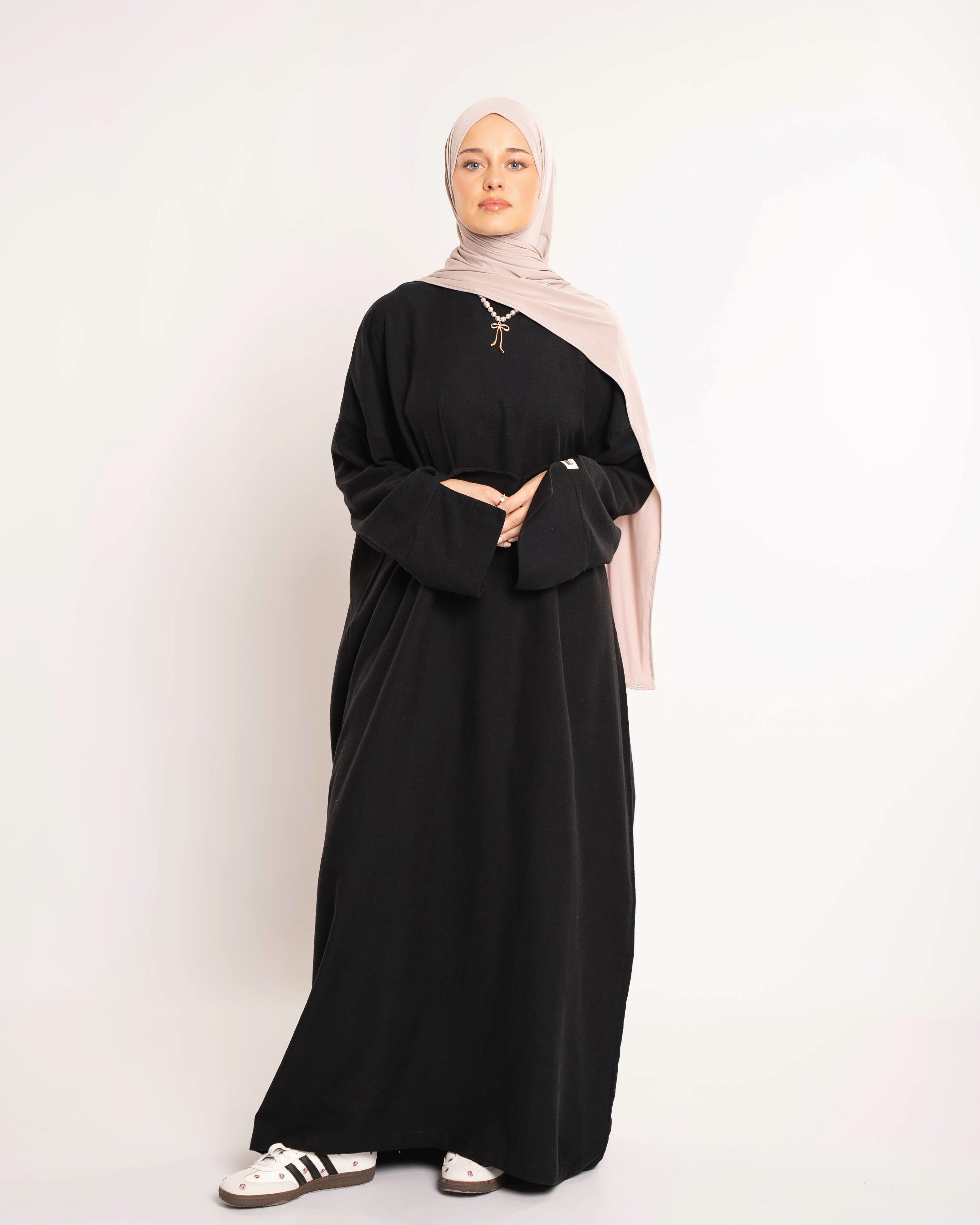 NAYLA LINEN ABAYA BLACK