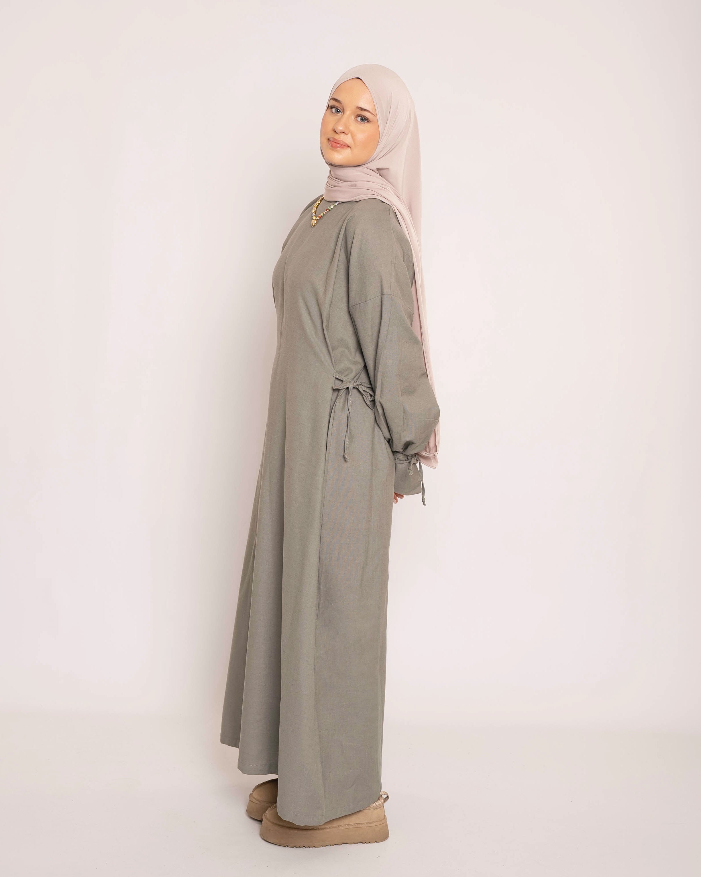 LIYANA LINEN DRESS KHAKI