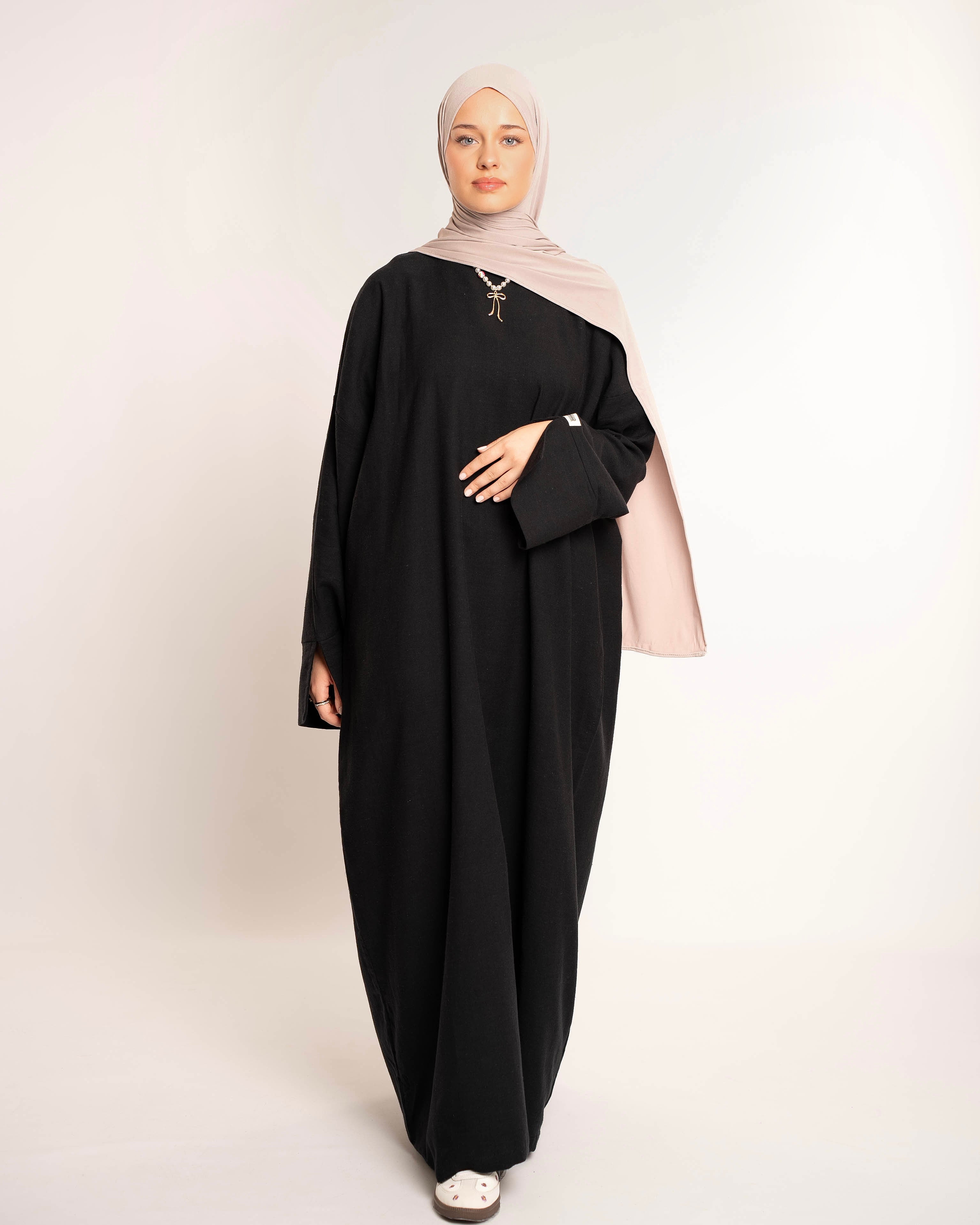 NAYLA LINEN ABAYA BLACK