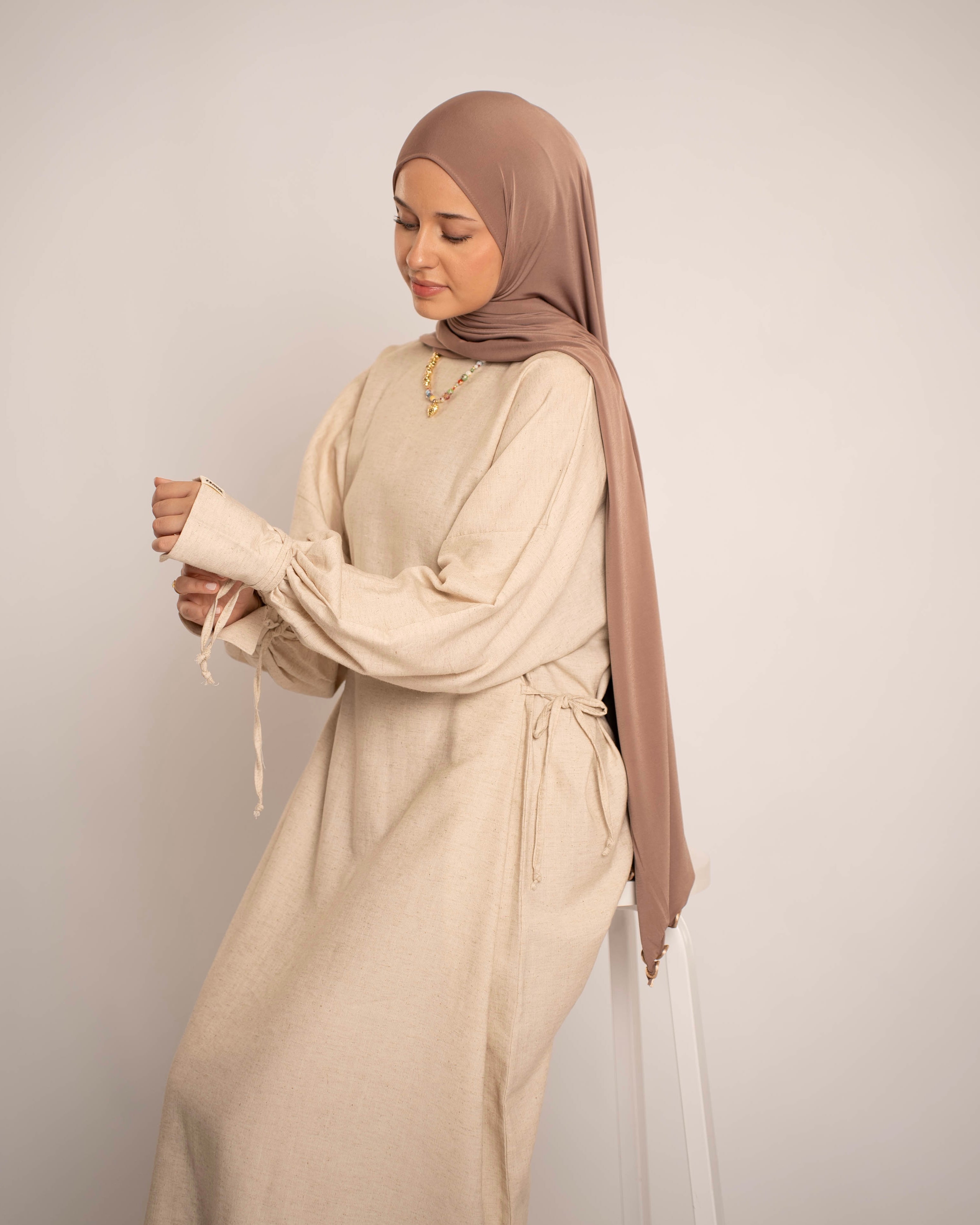 LIYANA LINEN DRESS BEIGE