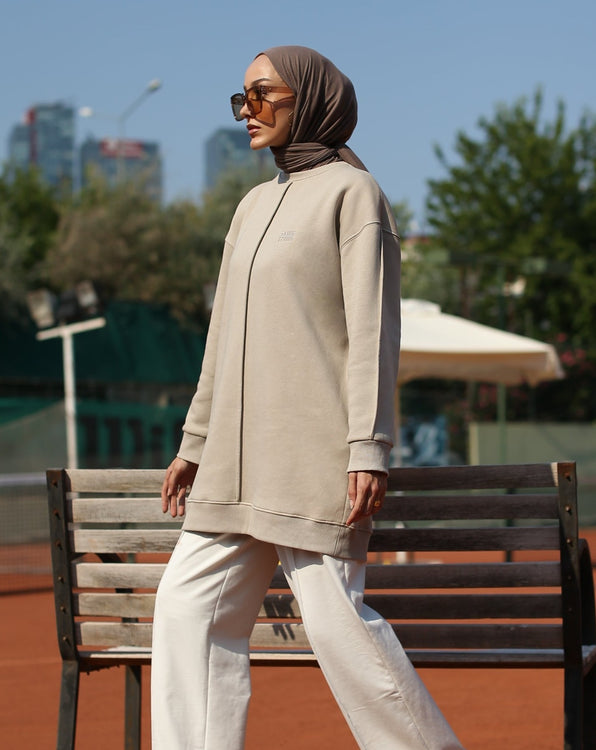 PLEATED SWEATER - BEIGE